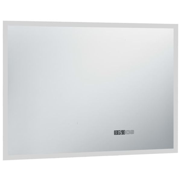 Vidaxl Specchio Da Bagno A Led Con Sensore Tattile E Display Orario 100X60 Cm-image