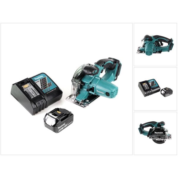 Makita Dcs 552 RT1 18 V Sega Circolare A Batteria Per Metalli 136 Mm + 1X Batteria Da 5,0 Ah E Caricabatteria + Lama E Occhiali Di Protezione-image