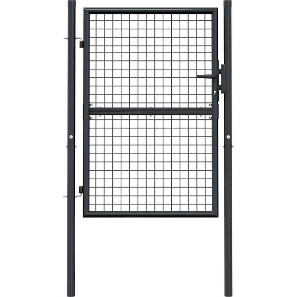 Vidaxl Cancello Da Giardino In Rete Acciaio Zincato 100 X 175 Cm Grigio-image