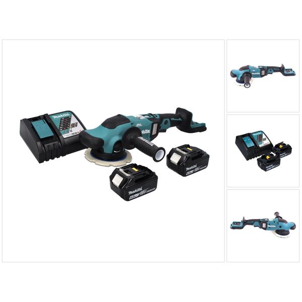 Levigatrice Eccentrica A Batteria Makita Dpo 600 Rg 18 V 150 Mm Xpt Brushless + 2 Batterie 6,0 Ah + Caricabatterie-image