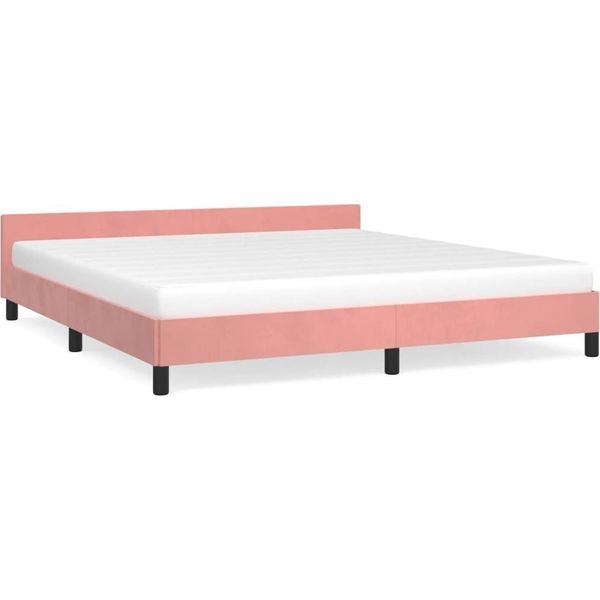 Vidaxl Struttura Letto Con Testiera Senza Materasso Rosa 180X200 Cm Velluto-image