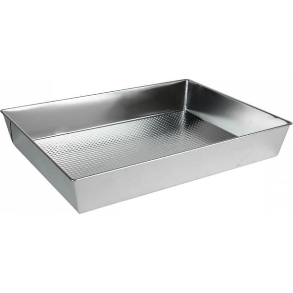 Kuketo | Teglia 36×24,5×6 Cm Rettangolare - Teglia Per Torte Con Fondo Strutturato - Robusta Teglia In Acciaio Per Torte, Brownies E Sformati - Argento-image