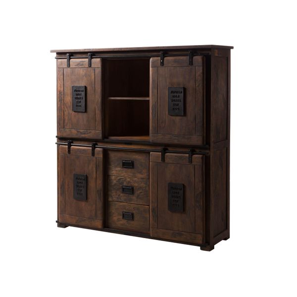 MASSIVMOEBEL24 | Highboard Mango 150X45X160 Braun Lackiert Railway #425-image