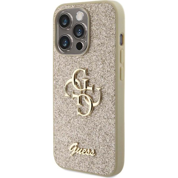 Guess Guhcp15Lhg4Sgd Iphone 15 Pro 6.1 ZłOty/Oro Custodia Rigida Glitter Script Big 4G-image