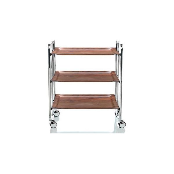 Don Hierro - Carrello Di Servizio Pieghevole Bauhaus Con Rotelle - Struttura In Metallo Cromato, 3 Livelli, 3 Posizioni-image