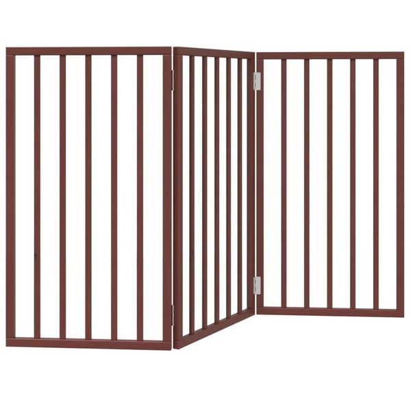 Vidaxl Cancelletto Pieghevole Per Cani 3 Pezzi Marrone 150 Cm In Legno Di Pioppo-image