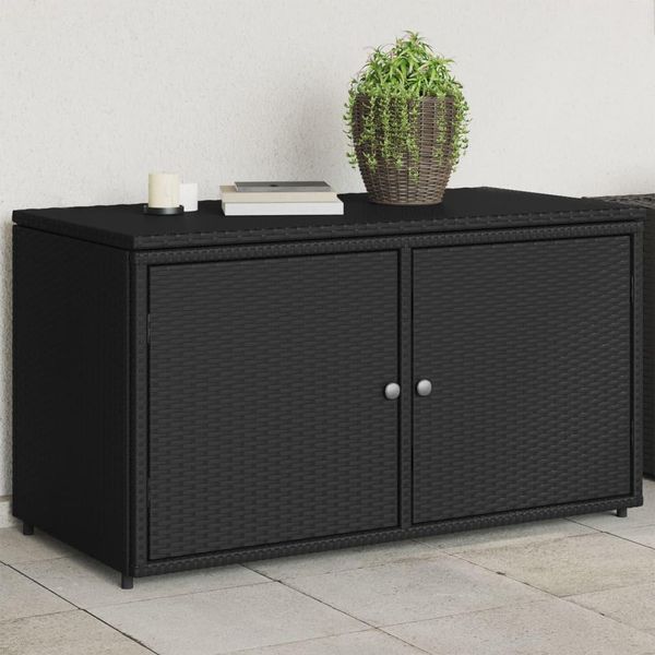 The Living Store Armadio Da Giardino Nero 110X55X60,5 Cm Poly Rattan-image