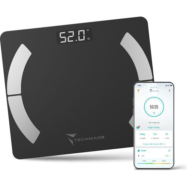 Techmade TM-SCALE-BK Bilance Pesapersone Rettangolo Nero Bilancia Pesapersone Elettronica-image