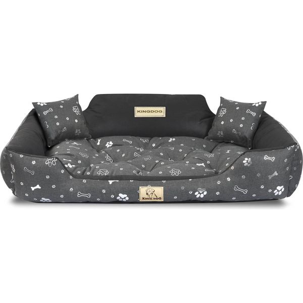 Letto Per Cani Kingdog 100X75 Cm Personalizzato Impermeabile Con Ossa D'argento-image
