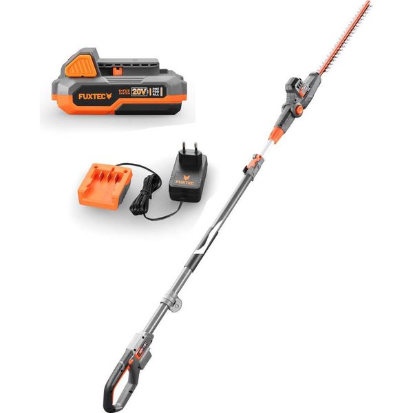 Tagliasiepi Telescopico A Batteria 20V Fuxtec E1HH20 Set Con Batteria E Caricatore-image