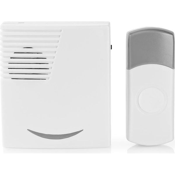 Campanello Senza Fili | Alimentazione A Batteria | 3 V Dc | 1X CR2032 | Volume: 80 Db | Portata Del Segnale: 300 M | IP44 | 36 Melodie | 1 Ricevitore | Grigio / Bianco-image