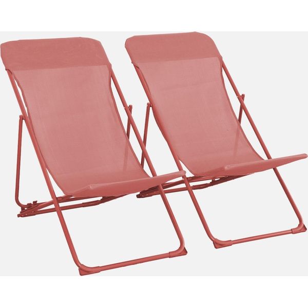 Set Di 2 Sedie A Sdraio Da Giardino Pieghevoli, Terracotta-image