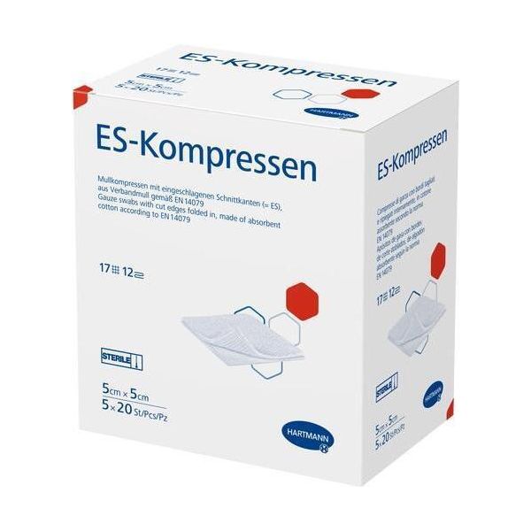 Hartmann Es Compresse 5 X 5 Cm, A 12 Vie, Sterili - 5 X 20 Pezzi | Confezione (100 Pezzi)-image