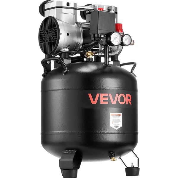 Vevor Compressore Ad Aria Compressa 30 L, Compressore D'aria 2PS, 113 L/Min A 6,2 Bar, Pressione Max. 10 Bar, Serbatoio Compressore Senza Olio Per Riparazioni Auto, Gonfiaggio Pneumatici, Lavori Di Verniciatura, Lavori In Legno E Inchiodatura-image