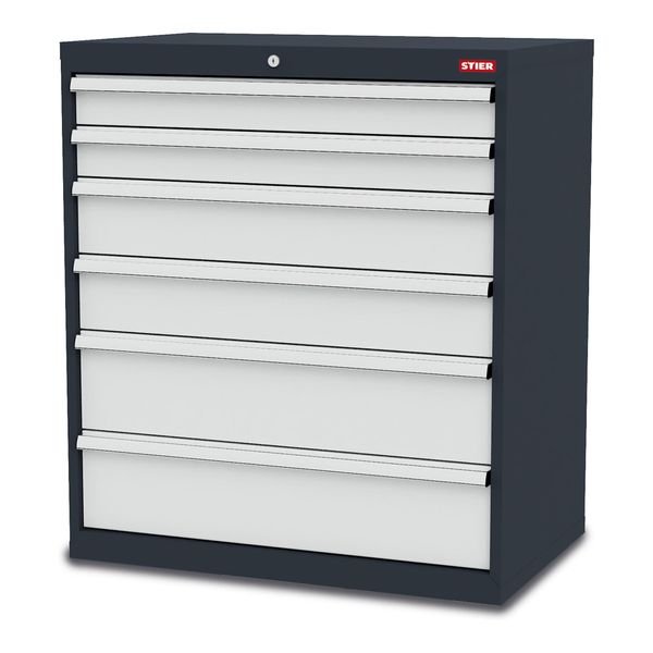 Stier Schubladenschrank Mit 6 Schubladen Bxtxh 900X575X1020 Mm Ral 7016 / Ral 7035 (906261)-image