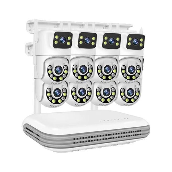 Sistema Cctv Wireless, Canale Nvr, Telecamere A Doppio Obiettivo, Visione Notturna, 8CH Nvr E 8 Telecamere, Nessuno-image