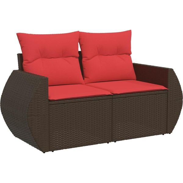 Vidaxl Divano Da Giardino Con Cuscini 2 Posti In Polirattan Marrone-image