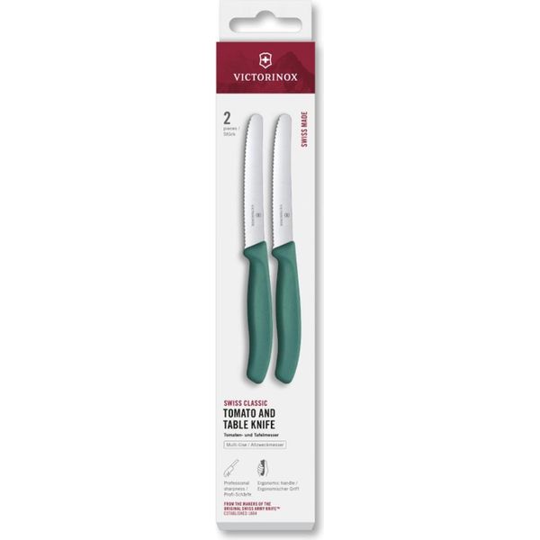 Swiss Classic, Coltello Da Pomodoro E Da Tavola, 2 Pezzi, 11 Cm, Onde, Verde, Scatola-image