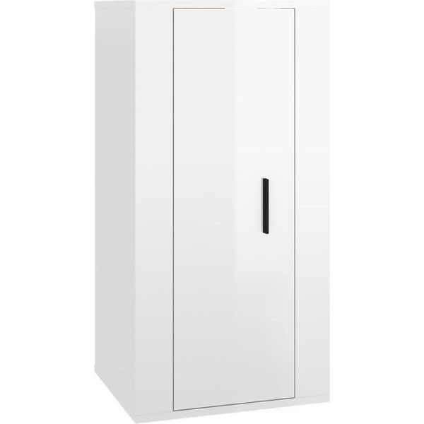 Syfax™ Mobile Porta Tv A Parete Bianco Lucido 40X34,5X80 Cm-image