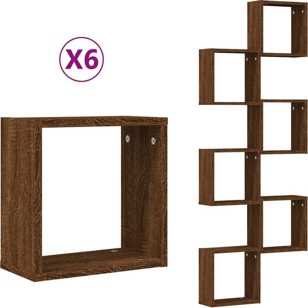 Syfax™ Mensole A Cubo 6 Pz Rovere Marrone 30X15X30 Cm-image