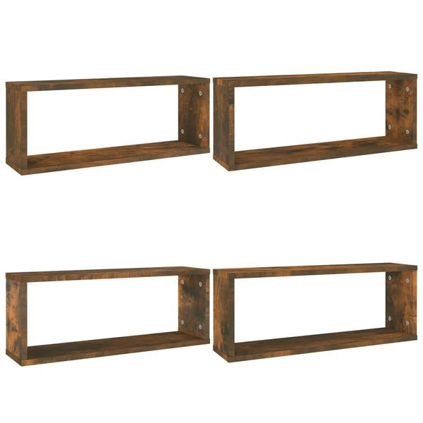 Syfax™ Mensole Muro Cubo 4Pz Rovere Fumo 80X15X26,5 Cm In Multistrato-image