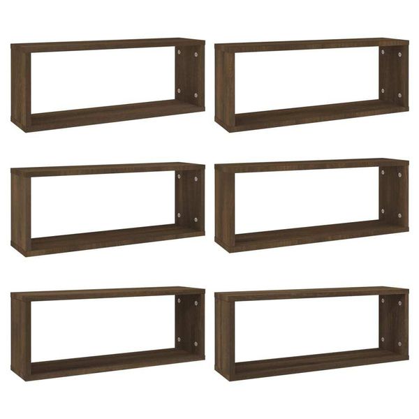 Syfax™ Mensole Cubo Muro 6Pz Rovere Marrone 60X15X23 Cm In Multistrato-image