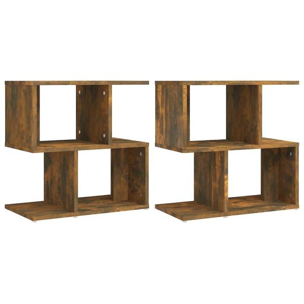 Syfax™ Comodini Rovere Fumo 2Pz 50X30X51,5 Cm In Legno Multistrato-image
