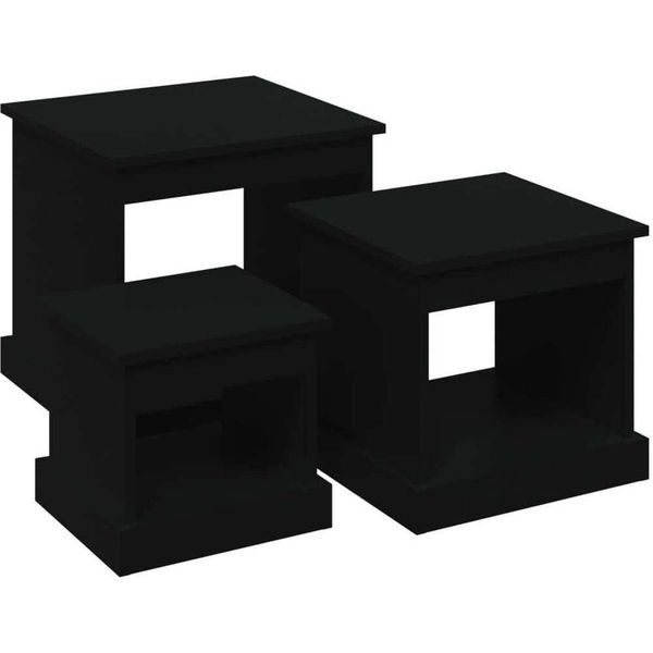 Syfax™ Tavolini Da Salotto 3 Pz Neri In Legno Multistrato-image
