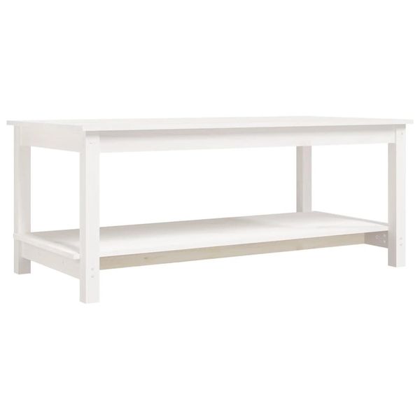 Syfax™ Tavolino Da Salotto Bianco 110X55X45 Cm Legno Massello Di Pino-image