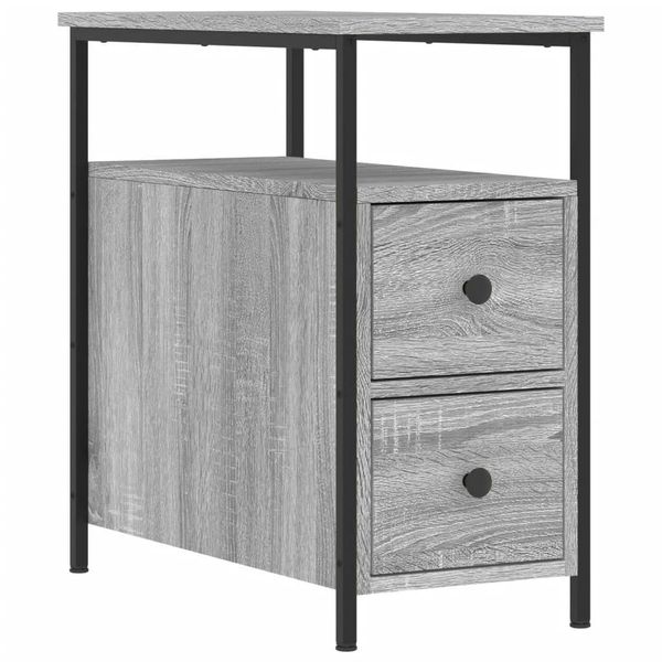 Syfax™ Comodino Grigio Sonoma 30X60X60 Cm In Legno Multistrato-image