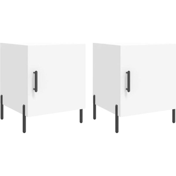 Syfax™ Comodini 2 Pz Bianchi 40X40X50 Cm In Legno Multistrato-image