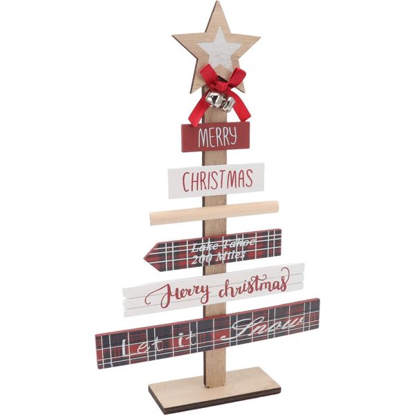 Decorazione Natalizia Da Tavola In Legno, Cartello Con Base, Rosso, Per Regali, Come Decorazione O Per La Casa-image