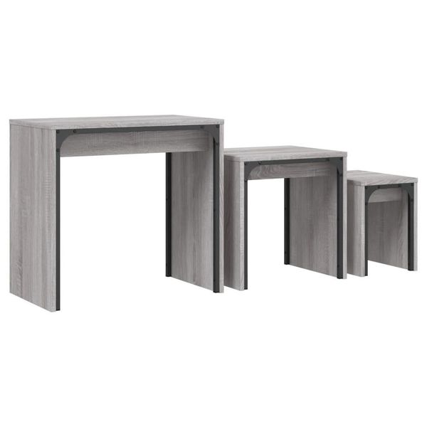 Syfax™ Tavolini Salotto Impilabili 3Pz Grigio Sonoma Legno Multistrato-image