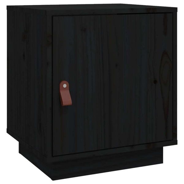 Syfax™ Comodino Nero 40X34X45 Cm In Legno Massello Di Pino-image