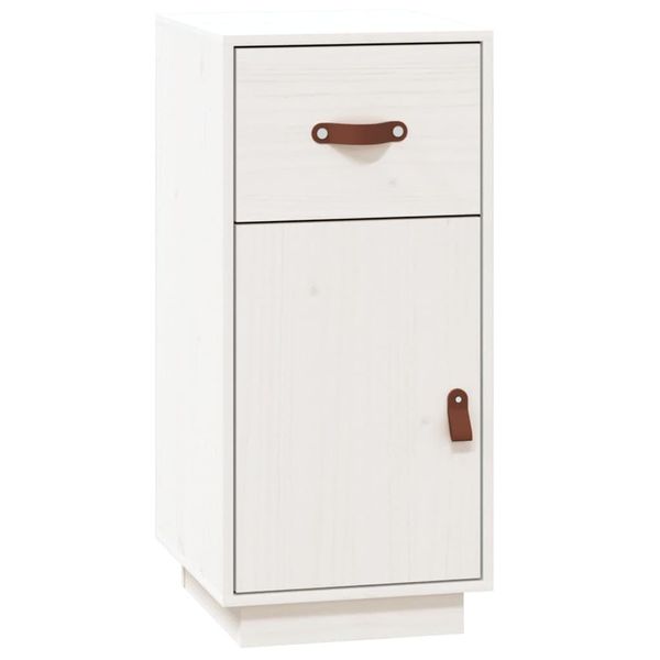 Syfax™ Credenza Bianca 34X40X75 Cm In Legno Massello Di Pino-image