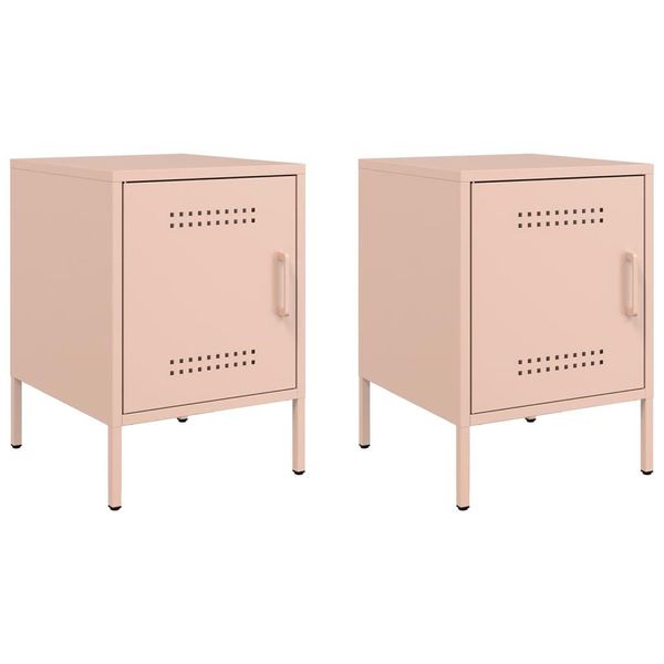 Syfax™ Comodini 2 Pz Rosa 36X39X50,5 Cm In Acciaio-image