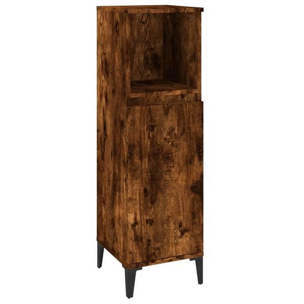 Syfax™ Armadietto Bagno Rovere Fumo 30X30X100 Cm In Legno Multistrato-image