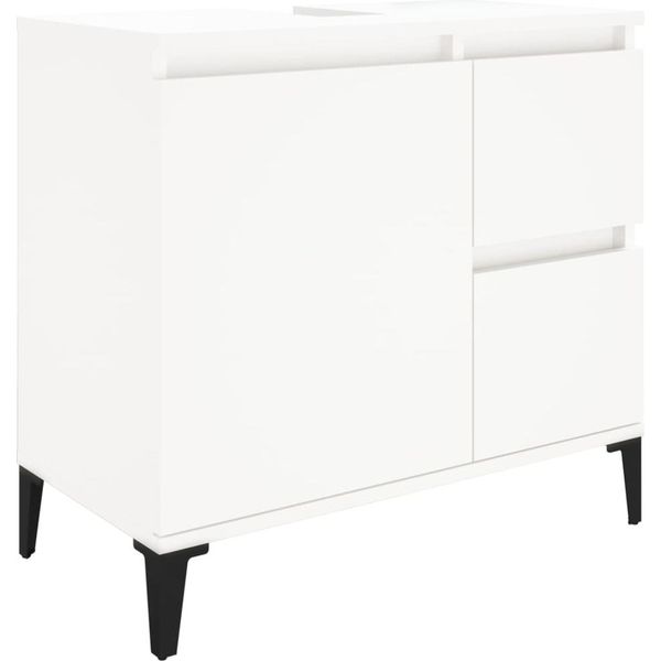 Syfax™ Armadietto Da Bagno Bianco 65X33X60 Cm In Legno Multistrato-image