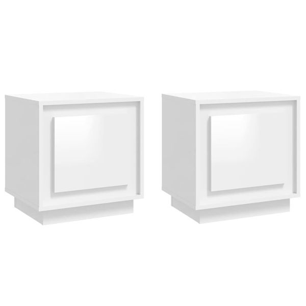 Syfax™ Comodini 2 Pz Bianco Lucido 44X35X45 Cm In Legno Multistrato-image
