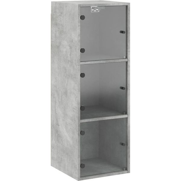 Syfax™ Mobile A Muro Con Ante In Vetro Grigio Cemento 35X37X100 Cm-image