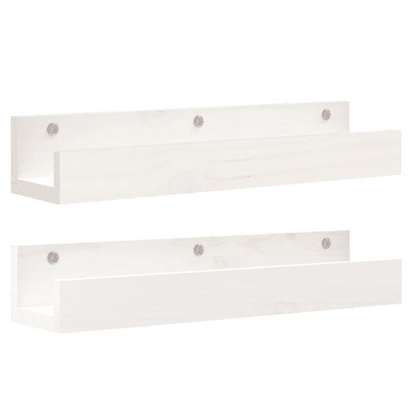 Syfax™ Mensole Da Parete 2 Pz Bianco 50X12X9Cm Legno Massello Di Pino-image