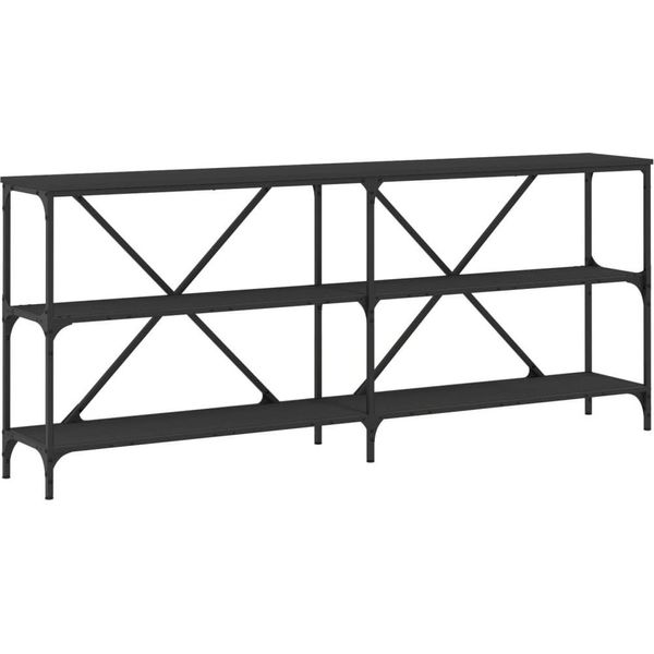 Syfax™ Tavolino Consolle Nero 180X30X75 Cm Legno Multistrato E Ferro-image