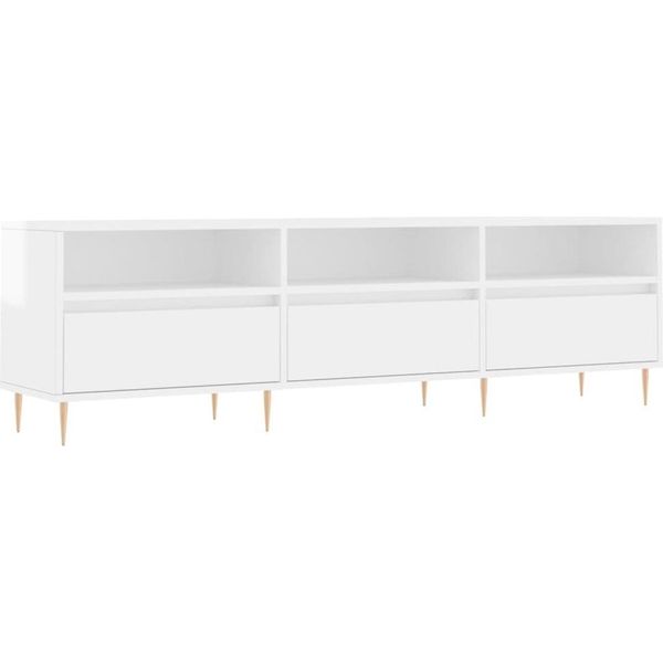 Syfax™ Mobile Porta Tv Bianco Lucido 150X30X44,5 Cm Legno Multistrato-image