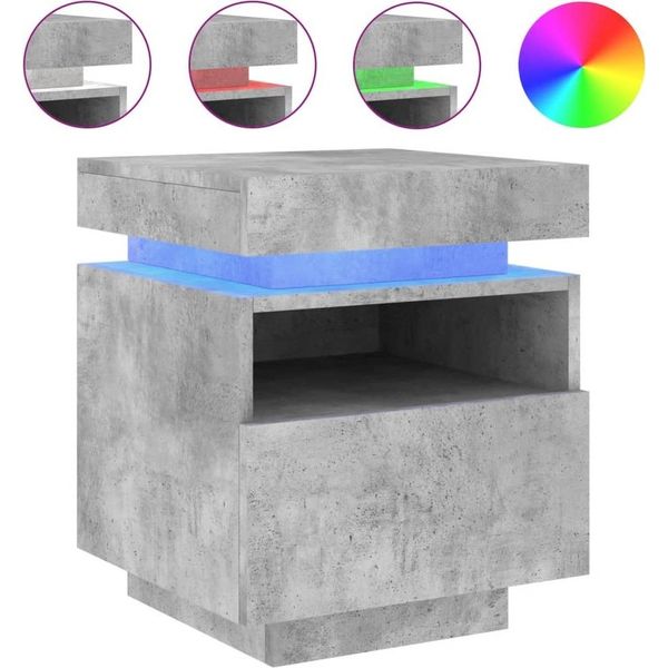 Syfax™ Comodino Con Luci Led Grigio Cemento 40X39X48,5 Cm-image