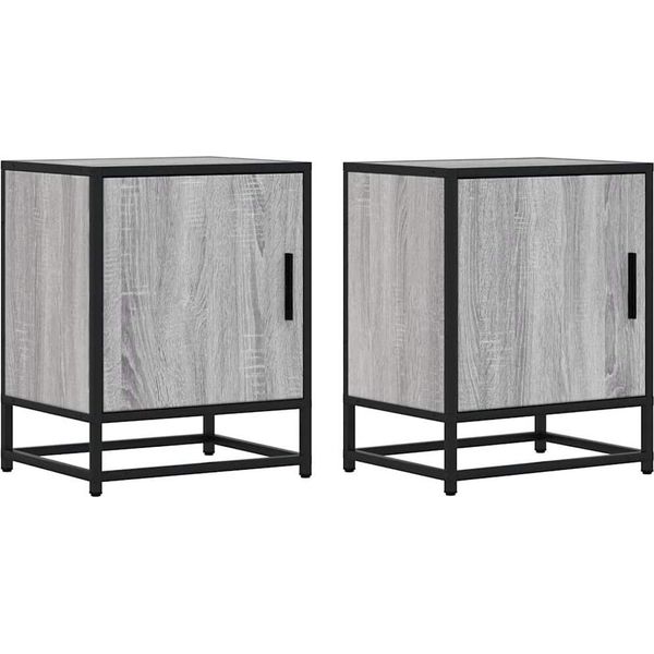 Syfax™ Comodini 2Pz Grigio Sonoma 40X31X50Cm Legno Multistrato Metallo-image