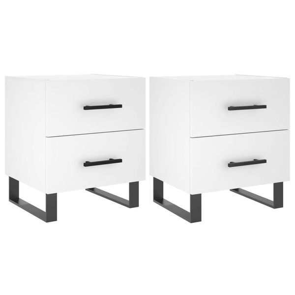 Syfax™ Comodini 2 Pz Bianchi 40X35X47,5 Cm In Legno Multistrato-image