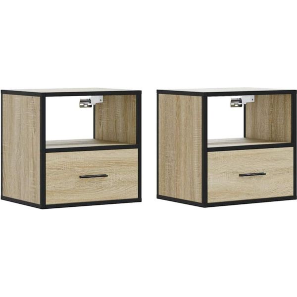 Syfax™ Comodini A Muro 2 Pz Rovere Sonoma 40X31X39,5 Cm-image