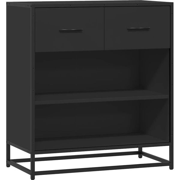 Syfax™ Credenza Rovere Nera 68X35X76 Cm In Legno Multistrato-image
