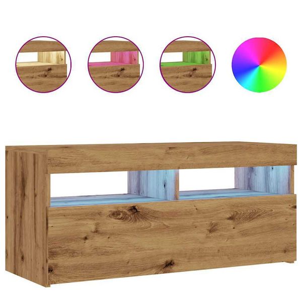 Syfax™ Mobile Porta Tv Con Led Artigianale 90X35X40 Cm Multistrato-image
