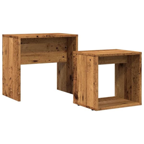 Syfax™ Tavolini Impilabili 2 Pz Legno Antico In Truciolato-image